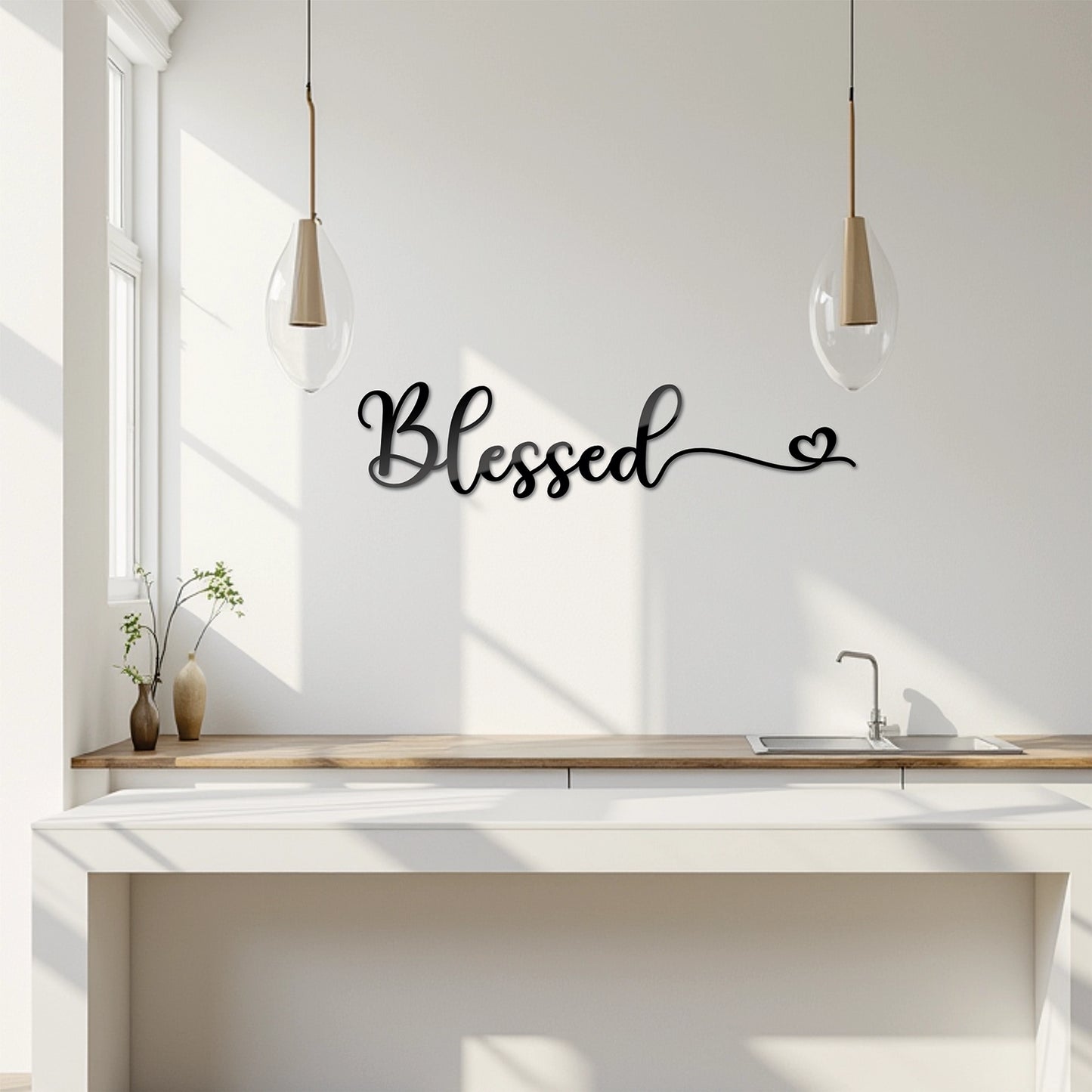 "Blessed" Acrylic Cutout Wall Art (Heart Design)
