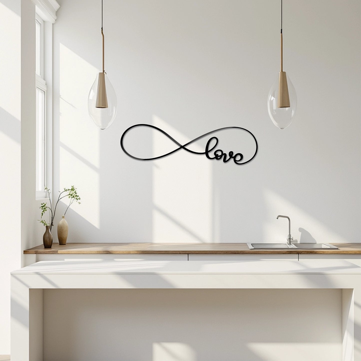"Love" Acrylic Cutout Wall Art (Infinity Design)