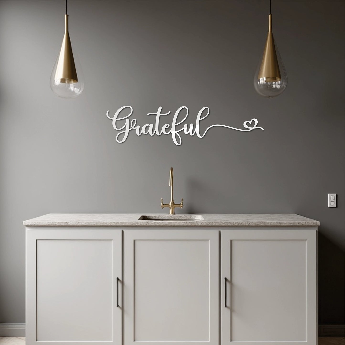 "Grateful" Acrylic Cutout Wall Art (Heart Design)