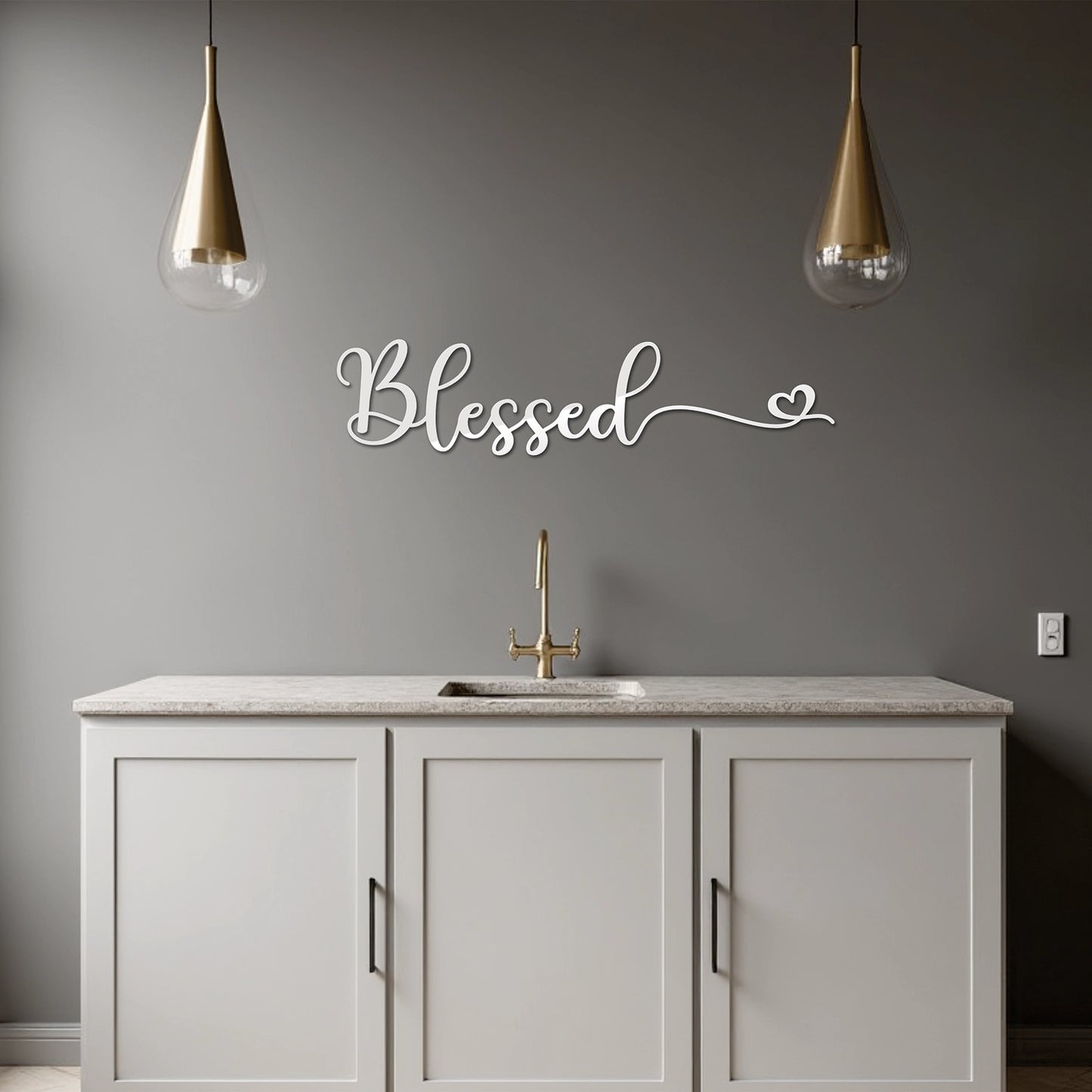 "Blessed" Acrylic Cutout Wall Art (Heart Design)