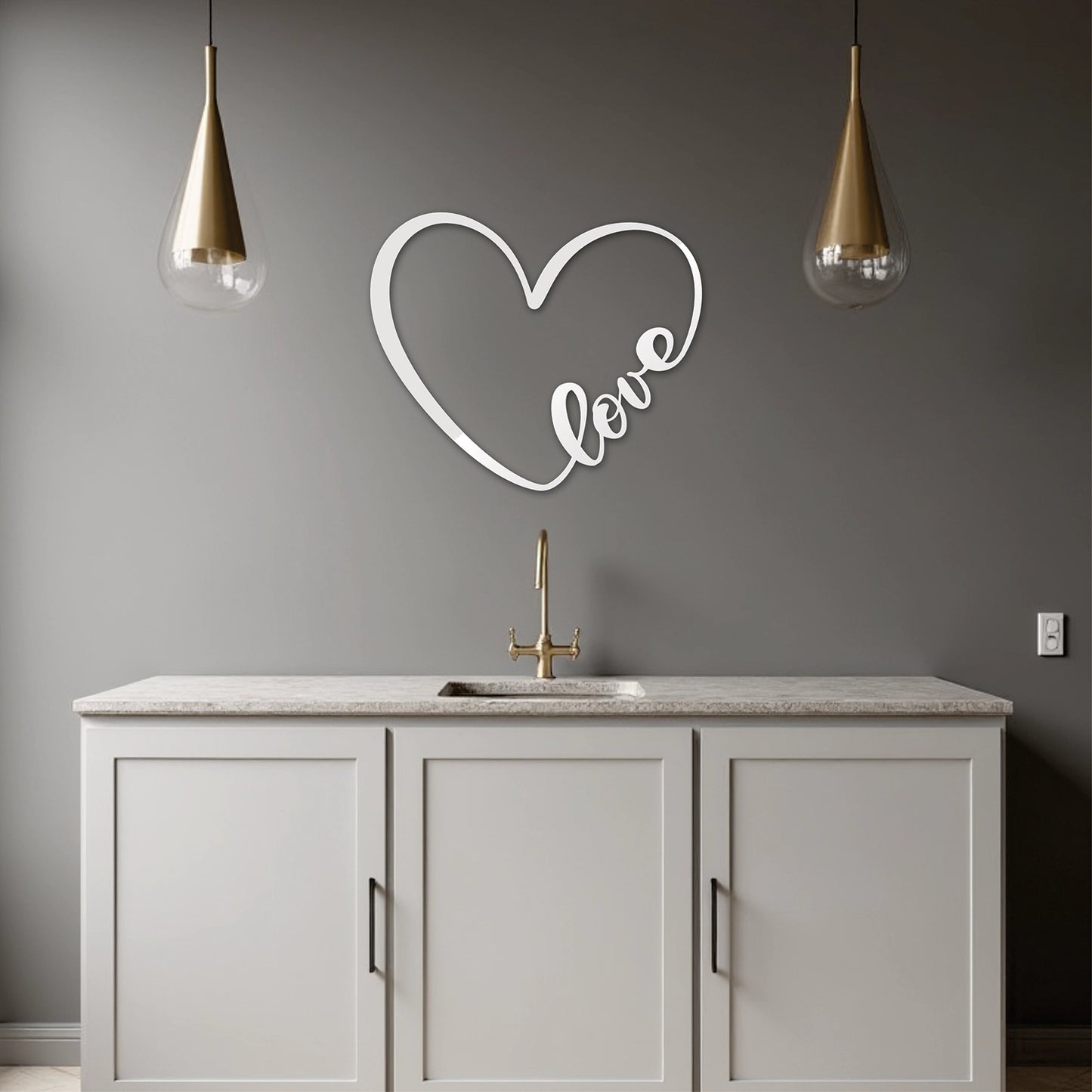 "Love" Acrylic Cutout Wall Art (Heart Design)