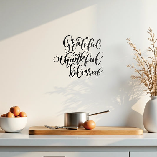"Grateful Thankful Blessed" Wall Decal