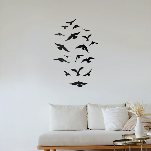 "Flock of Birds Silhouettes" Wall Decal (Vertical Design)