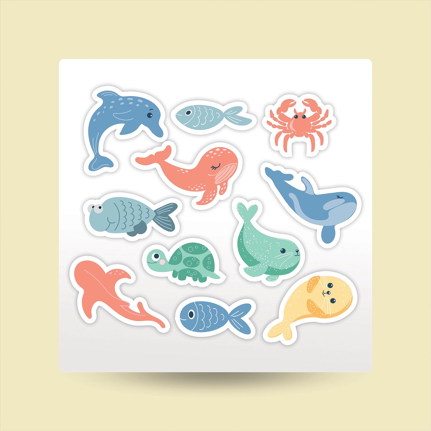 "Sea Life" Kids Sticker Packs (Pastel Design)