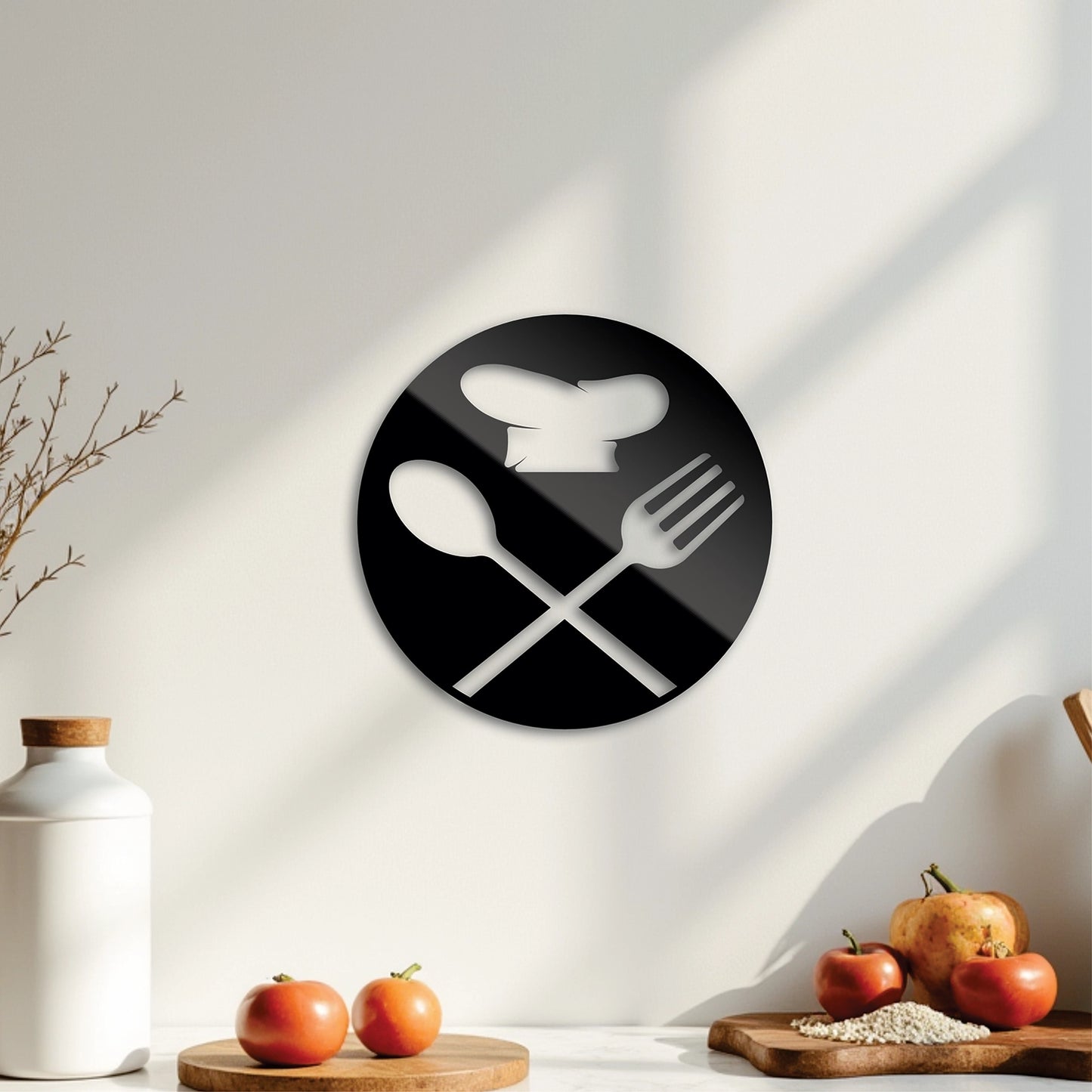 "Chef Cutlery" Acrylic Cutout Wall Art (Cicular Design)
