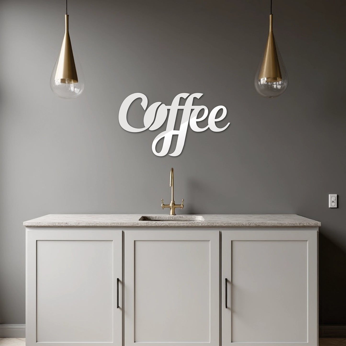 "Coffee" Acrylic Cutout Wall Art (Bean Design)