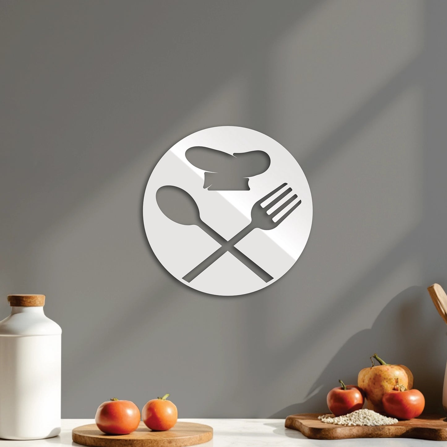 "Chef Cutlery" Acrylic Cutout Wall Art (Cicular Design)
