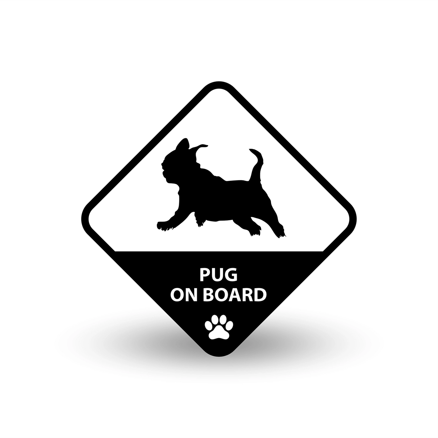 Pug on Board Car Decal
