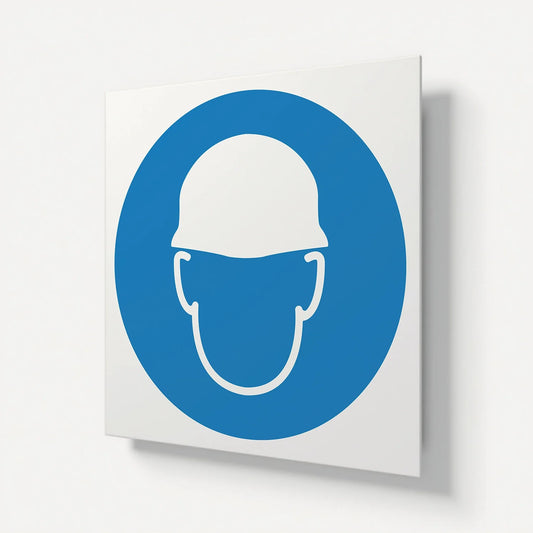 "Head Protection To Be Worn" Safety Signage Panel