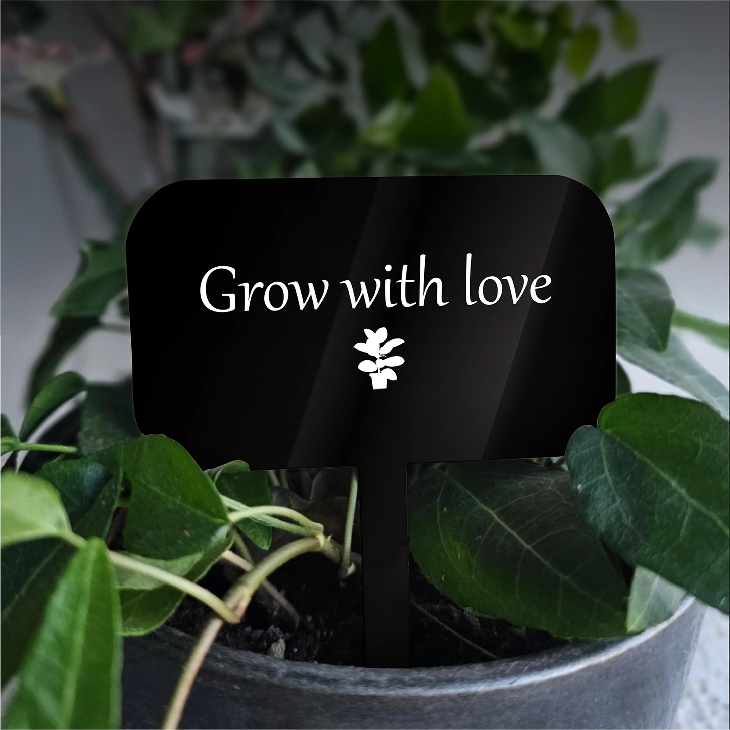 "Grow with love" Acrylic Plant Marker
