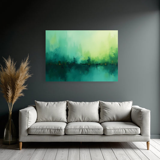 "Abstract Green Horizon" Wall Art Frame
