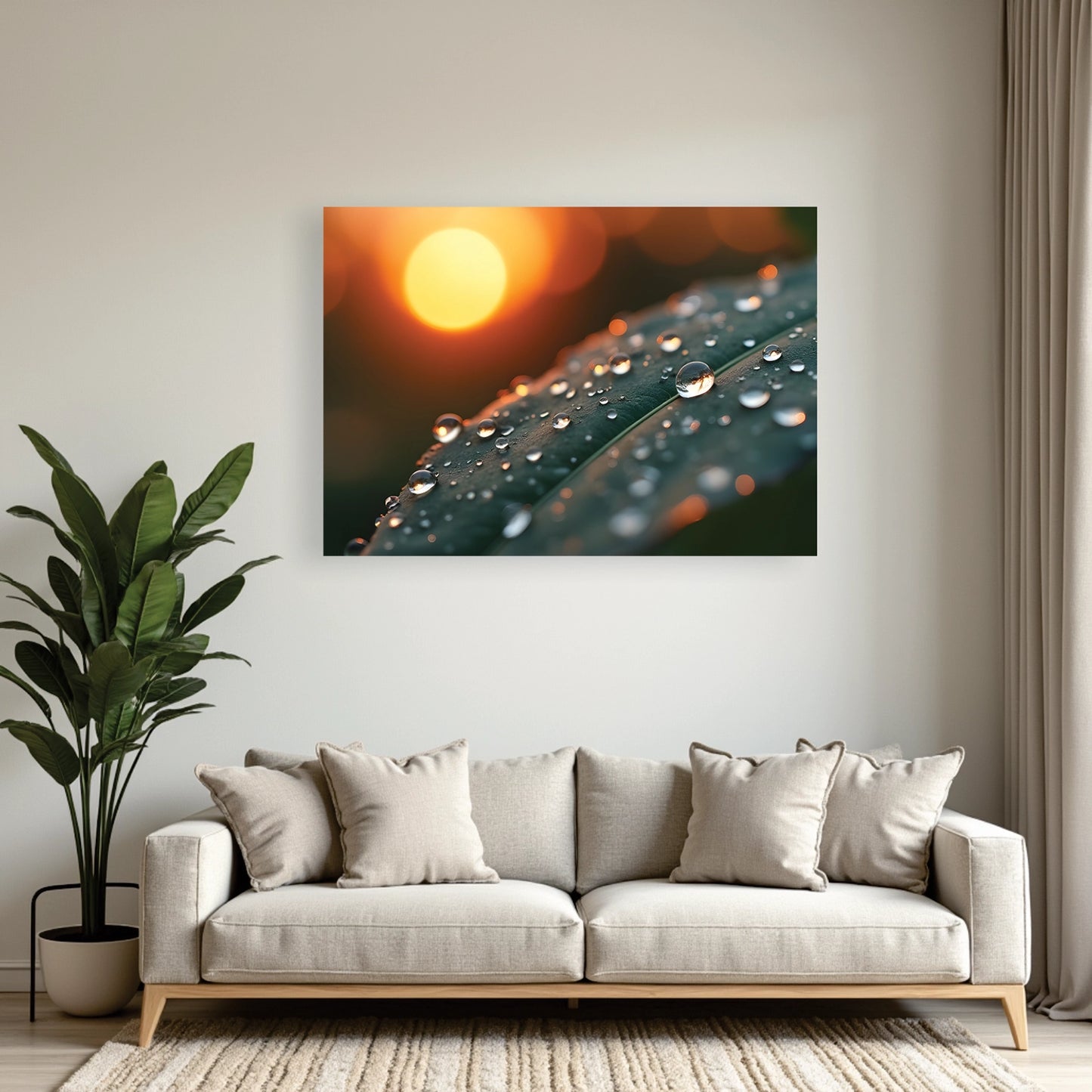 "Sunrise Leaf Droplets" Wall Art Frame