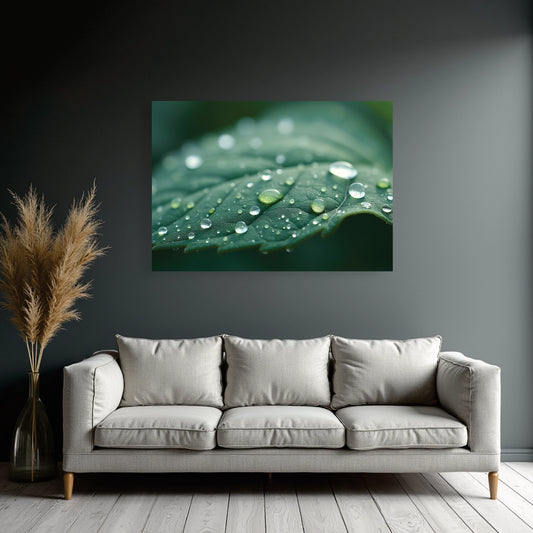 "Macro Leaf Droplets" Wall Art Frame