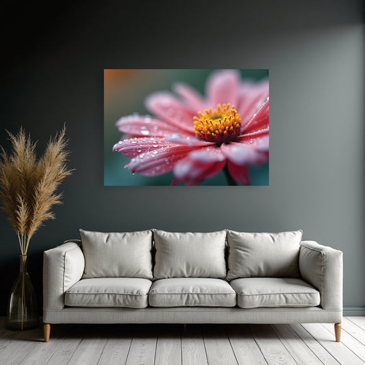 "Pink Flower Droplets" Wall Art Frame