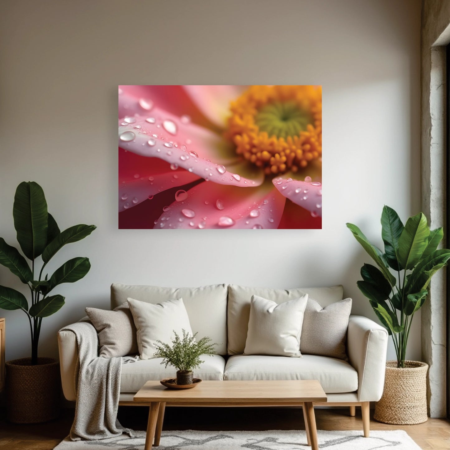 "Pink Macro Droplets" Wall Art Frame