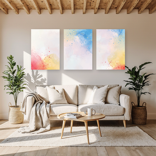 "Abstract Sunset Water Colour" Wall Art Frame Set